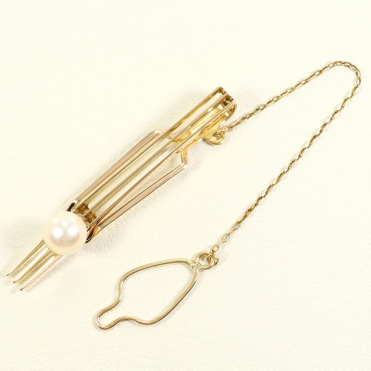 K10 10金 YG イエローゴールド タイピン パール（真珠） 総重量約2.7g 中古