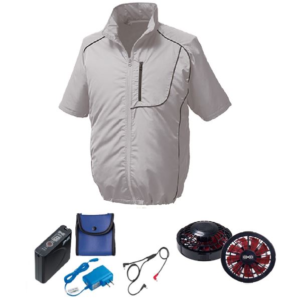 KU91720 空調服 ポリ製 半袖 FAN2200BR/LISUPER1 シルバーx黒 M