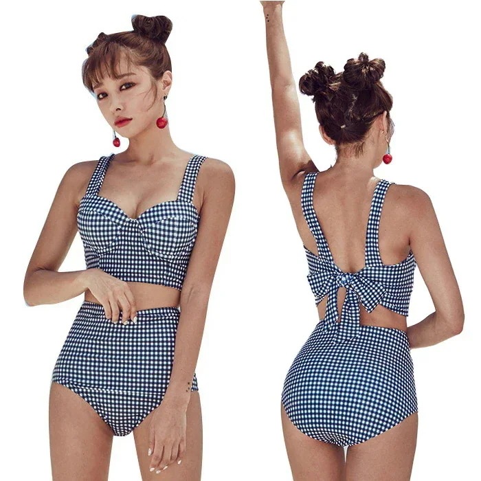 バスト ビーチウェア 小胸 レディース ハイウェスト スイムウェア 【7月の新作特典】水着 短パン パッド付き フィットネス 大きいサ セパレート チェック柄 体型カバー ビキニ ワイヤー入り 盛れる