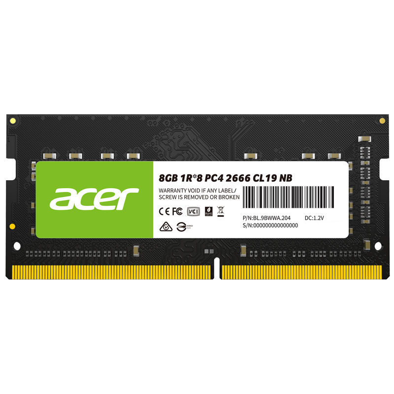 Acer ノートPC用メモリ PC4-21300(DDR4-2666)8GB DDR4D RAM SODIMMSD100-8GB-2666-1R8 永久保証 企業向けバルク品