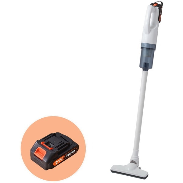ファミリー・ライフ ファミラ 充電式コードレスハイパワークリーナー 6点セット+予備バッテリー ホワイト(0423110) メーカー直送