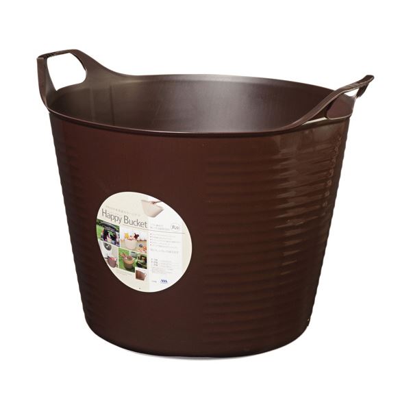 （まとめ）ヒマラヤ化学 ハッピーバケット 本体 丸 M ブラウン 1個 [x3セット]