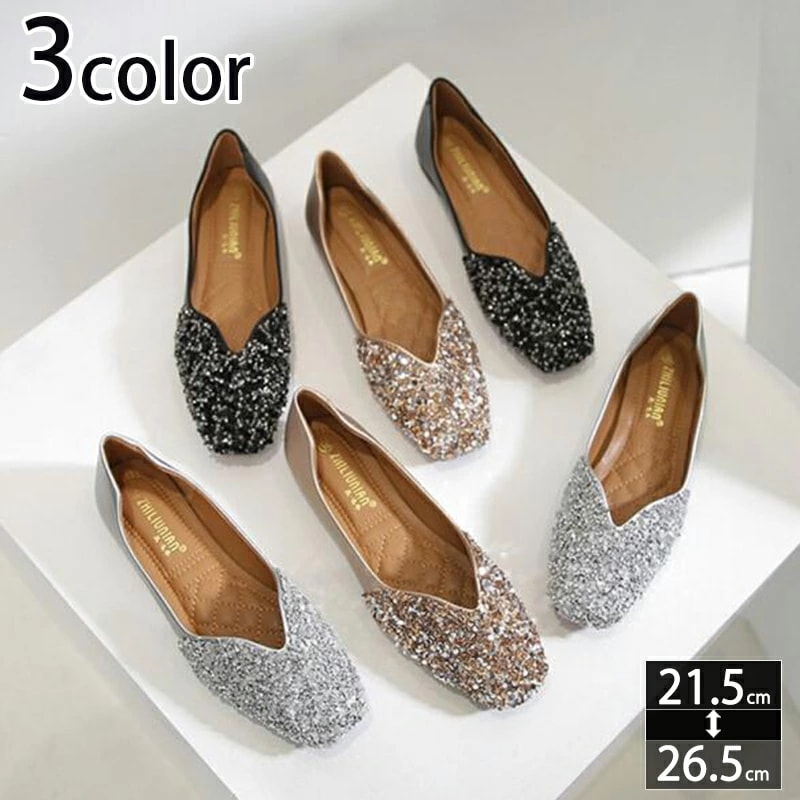 1000円OFFクーポン キラキラ パンプス ローヒール ぺたんこ 痛くない スクエアトゥ バレエシューズ グリッター リボン ラメ パーティーシューズ ペタンコ 歩きやすい 痛くない 大きいサイズ