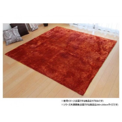 ソフトシャギー調ラグ 「ラルジュ」 3畳 オレンジ 約200×250cm 1280200201303