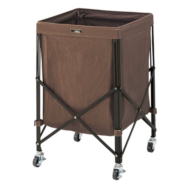 フォールディングバスケットワゴン ブラウン 幅36×奥行き36×高さ56cm MIP-74BR