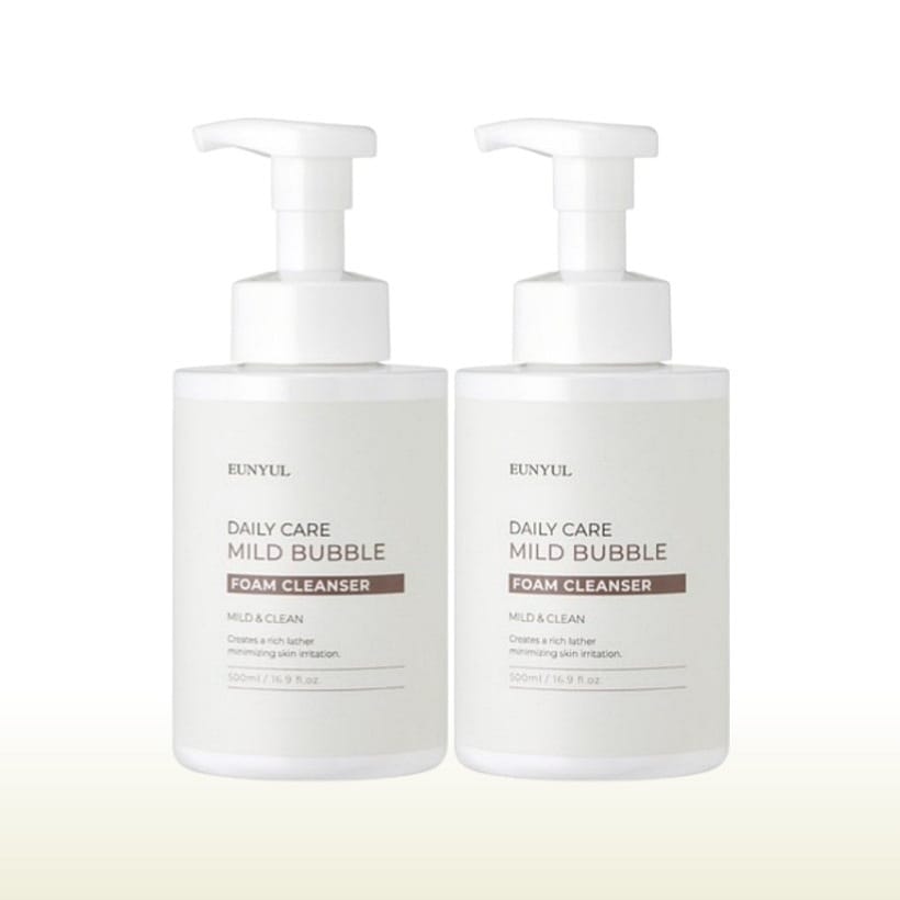 [1+1 バブル クレンザー 使用簡単 韓国人気] デイリーケア マイルド バブル フォーム クレンジング 500ml x2本 すべての肌タイプ 中性 脂性 乾性 敏感性肌 肌保湿膜 毛穴の中の老廃物