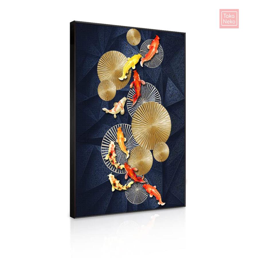 開運絵画 魚 アートパネル 飾り絵 ラッキー ポスター アルミ合金 フレーム 壁掛け アート モダン アートボード 絵画 印刷された インテリア部屋飾り パネルアー