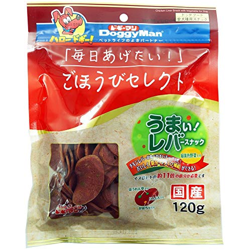 (まとめ買い)ドギーマン ごほうびセレクト うまい!レバースナック 緑黄色野菜入り 120g 犬用