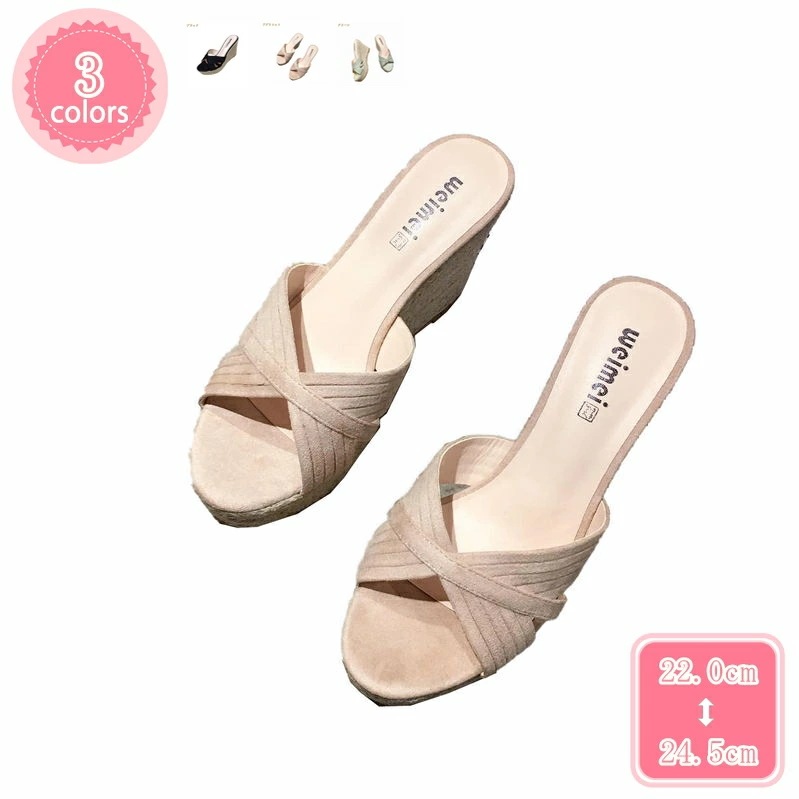 1000円OFFクーポン サンダル レディース 厚底 夏 ミュールサンダル ウェッジソールサンダル ミュール ヒール ウェッジサンダル 美脚 歩きやすい ビーチサンダル 靴 脚長効果 ジュート クロス