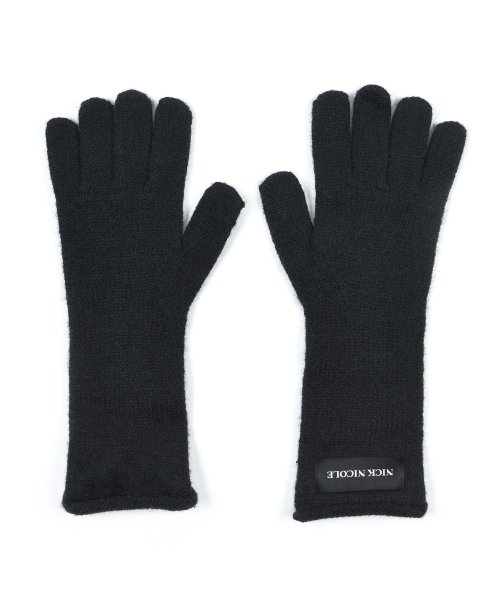 NICOLE RIBBED KNIT GLOVES_BLACK