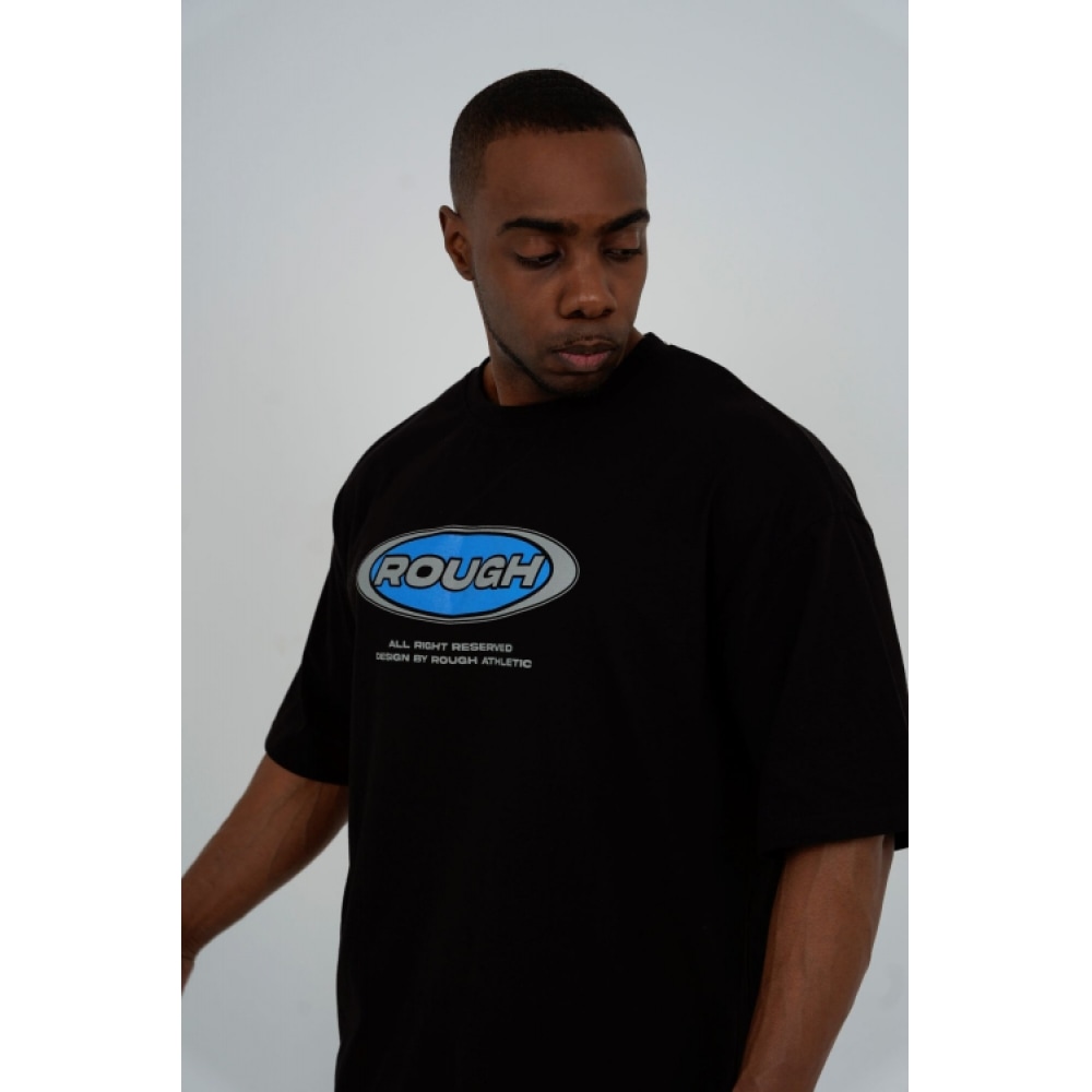 ラフアスレチックラウンドロゴ Tシャツ-ブラック