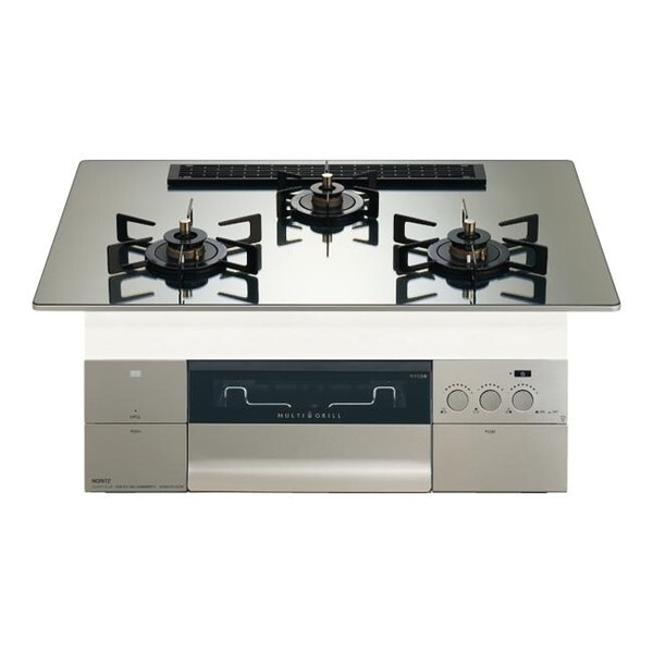 ビルトインガスコンロ プロパンガス用 3口 幅75cm N3S25PWASKSTEC-LP プラチナシルバーガラストップ プログレ