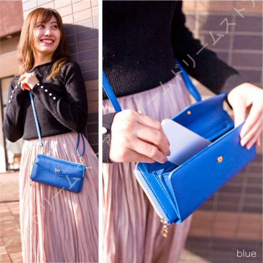 お財布ポシェット 大容量 ウォレットポシェット ウォレットポーチ ショルバッグ お財布機能付き スマホポシェット 大人可愛いポーチ スマホポーチ