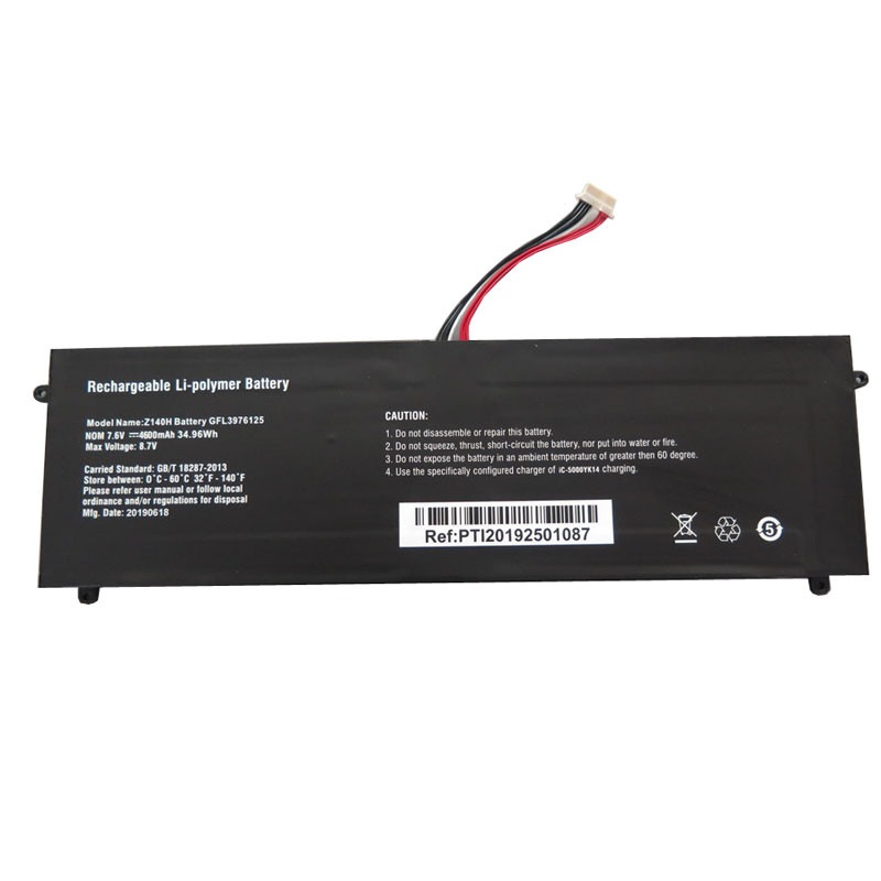 バッテリー互換 Jumper EZBook S4 Z140H GFL3976125 7.6V 4600mAh 34.96Wh 10PIN 8ライン