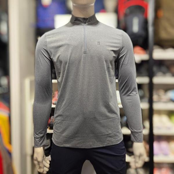 WT0485MCH 男性用春秋 メランジ ハーフジップ Tシャツ (S41294724)