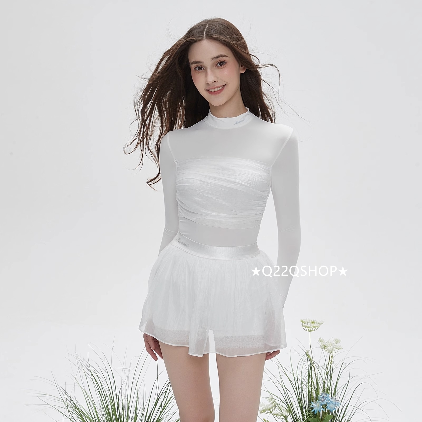 ゴルフウェア 2025 春夏 上下セット レディース 韓国風 白 長袖 薄い 日焼け止め Tシャツ ゴルフスカート 速乾 通気 スポーツウェア テニスウェア 女性 かわいい おしゃれ