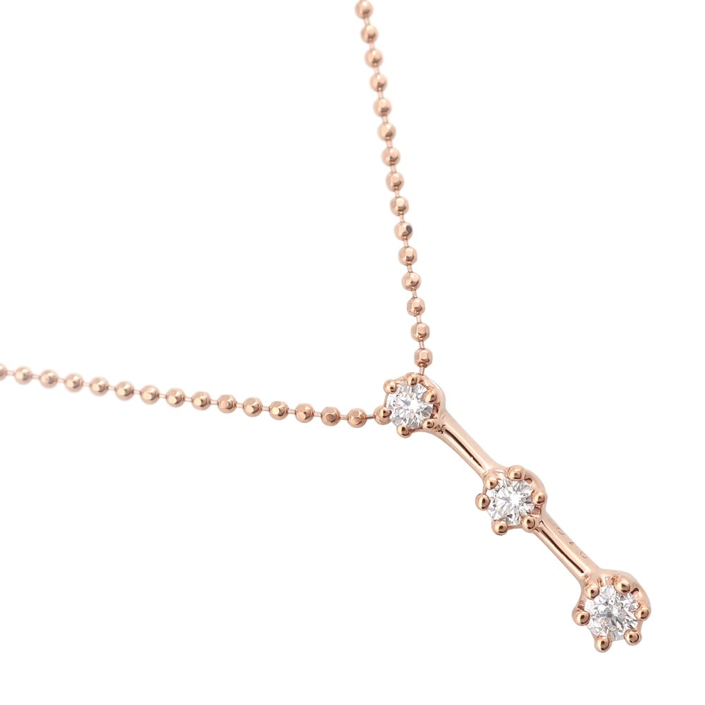 3Pダイヤ ネックレス K10ピンクゴールド ダイヤモンド 0.16 約2.2g レディース 中古品 Aランク