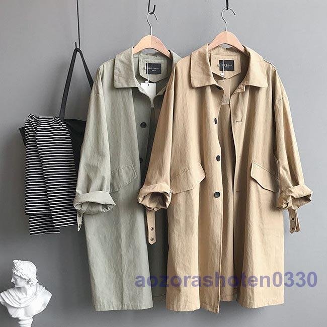 トレンチコート レディース スプリングコーデ ゆったり コート 春秋 ロングコート レトロ ボーイッ