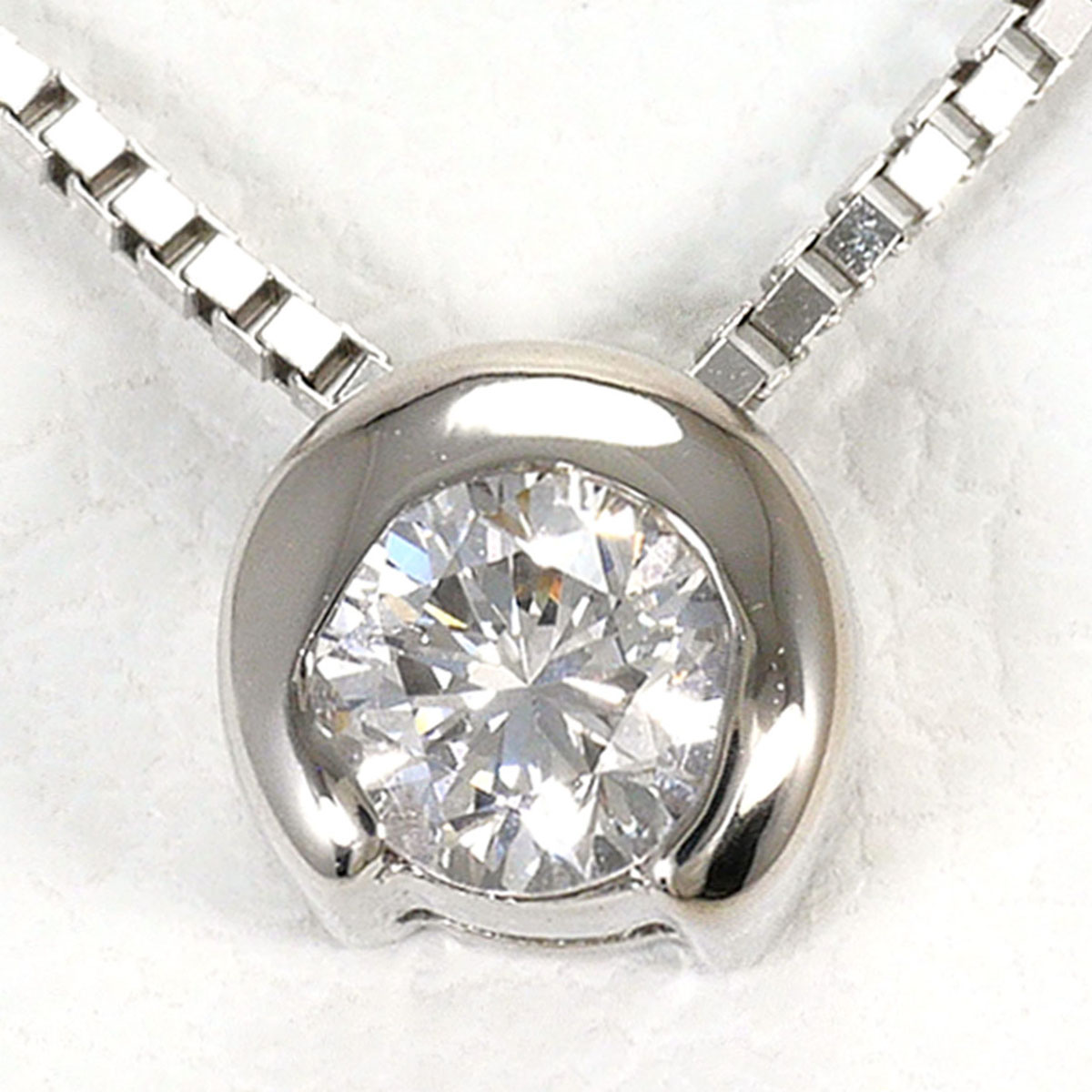 K14 14金 WG ホワイトゴールド ネックレス ダイヤモンド 0.18ct 総重量約1.9g 約40cm ジュエリー 中古