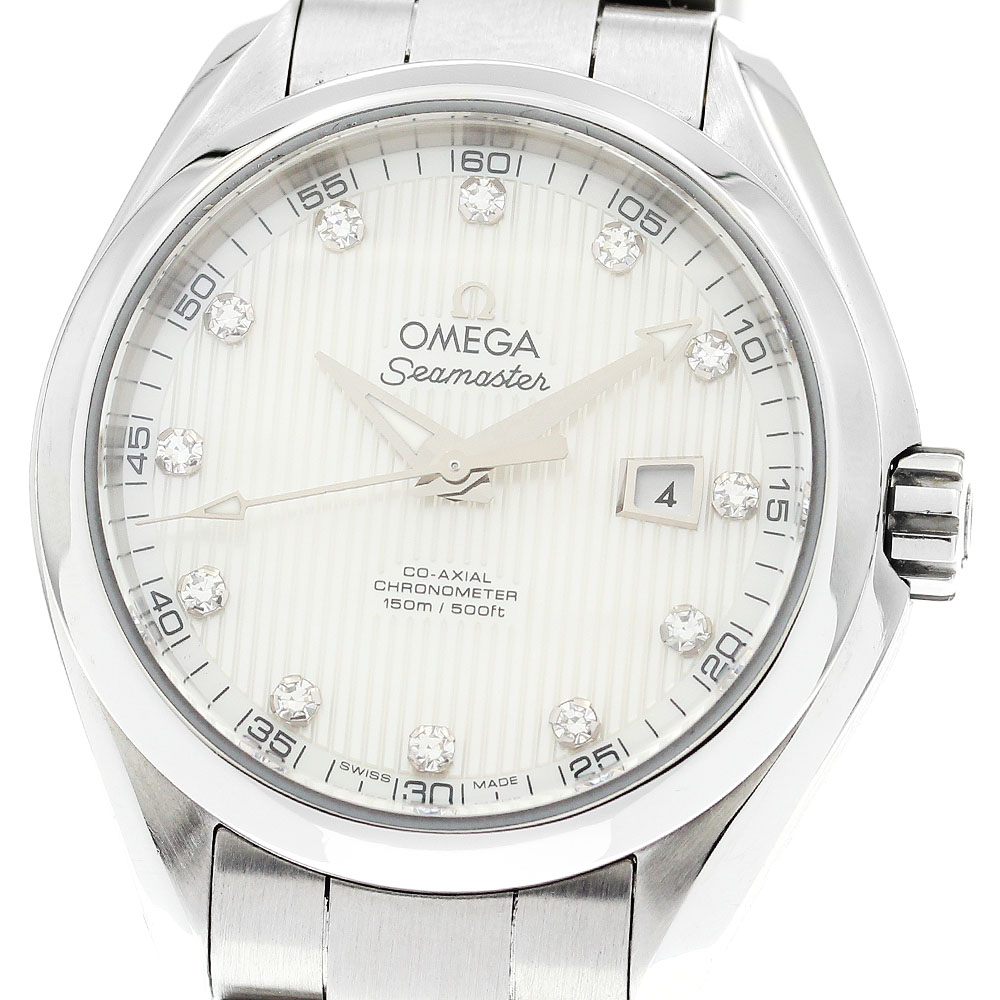 オメガ OMEGA 231.10.34.20.55.001 シーマスター アクアテラ コーアクシャル 12Pダイヤ 自動巻き レディース 良品 保証書付き_877409【中古】