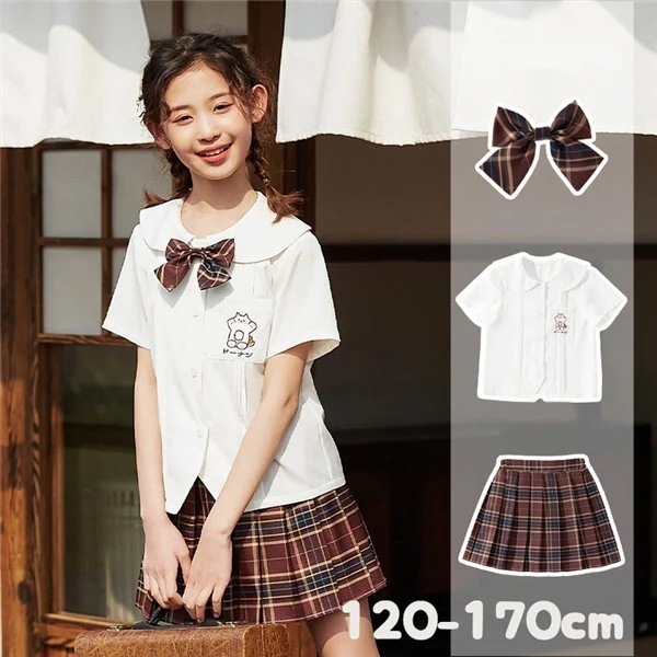 送料無料 卒業式スーツチェック柄女の子制服大きサイスシャツスカートリボン上下セット入学式スーツ女子子服卒業式服高校生中学生定番jkスカート通学卒園式発表会　de 5,842円