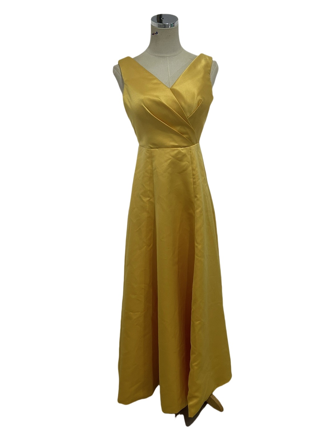 カラードレス イエロー Vネック バックリボン ロング スレンダーライン 謝恩会/パーティー