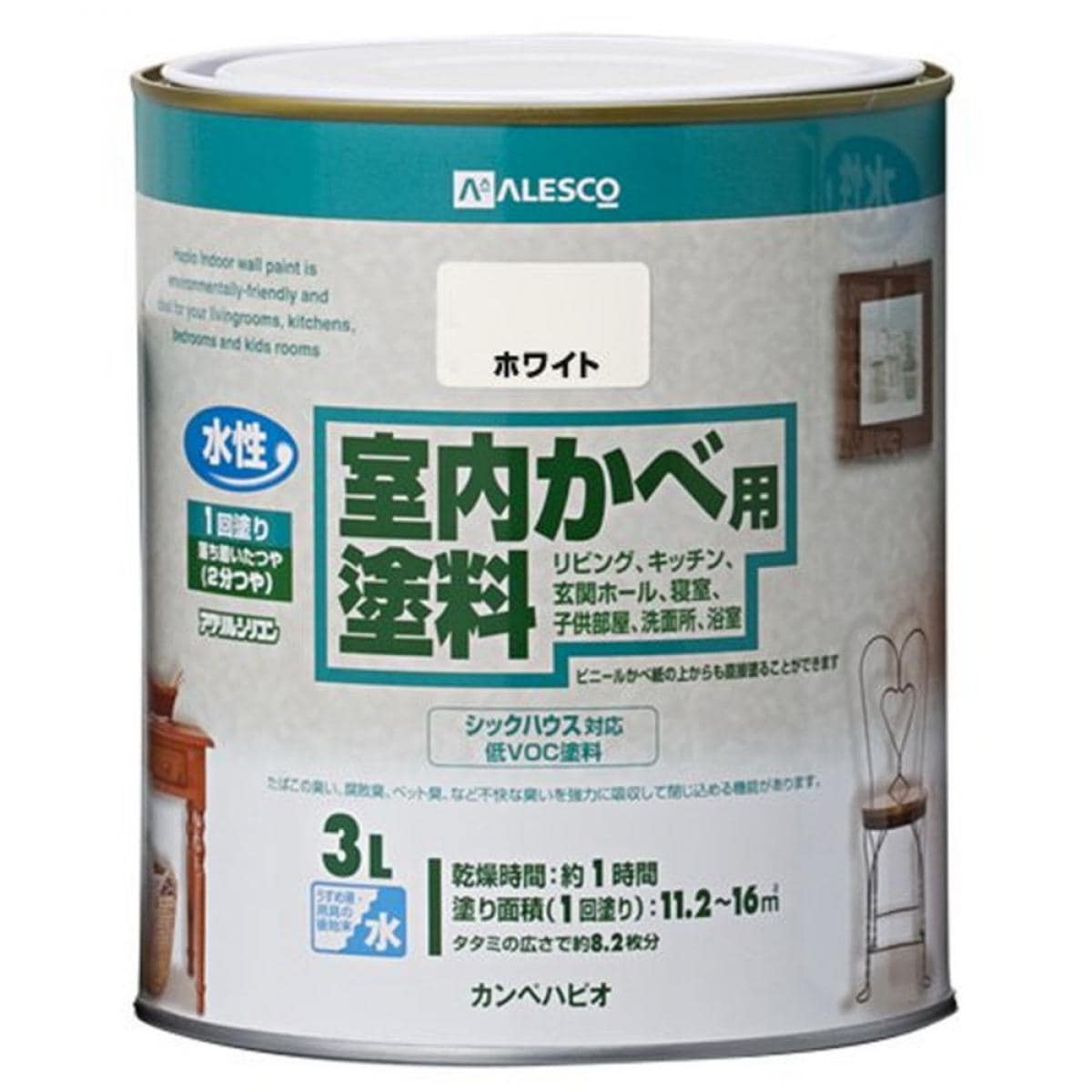 カンペハピオ 室内かべ用塗料 ホワイト 3L 4,977円
