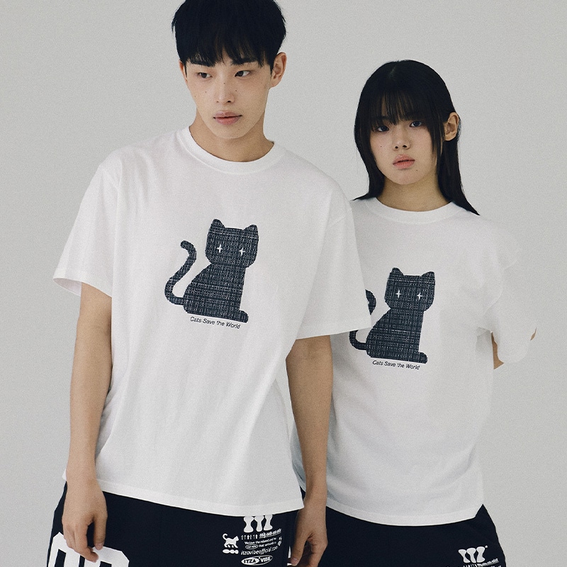 CHECKERED CAT T SHIRT