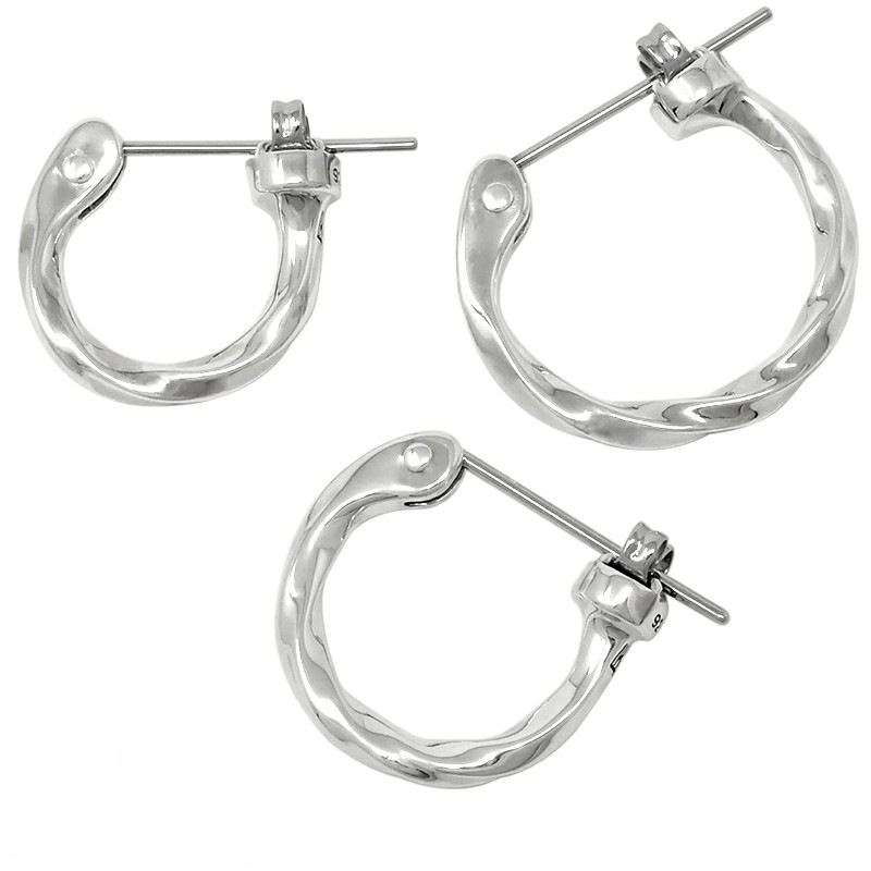 for Gift ツイスト フープ ピアス シルバー925 (シルバー) 01EA0631S LION HEART メンズ 男性 サージカルステンレス ポスト 1点売り 片耳用 ブラン