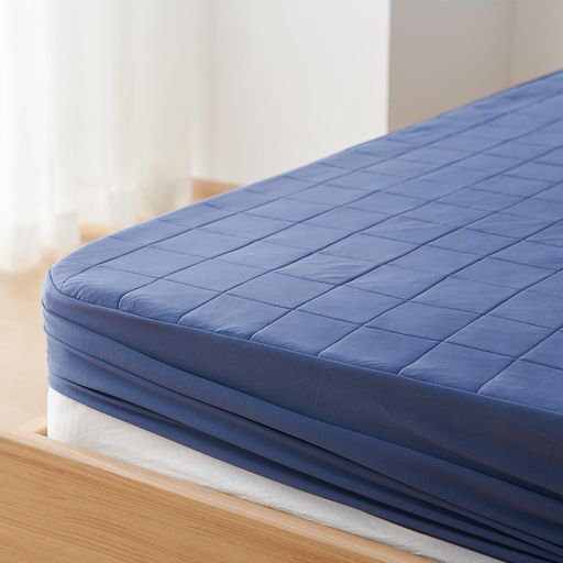 クモリ(KUMORI) 夏用 ボックスシーツ ワイドキング 接触冷感×通気速乾 パッド一体型ボックスシーツ Q-MAX0.483 もっちり 夏 蒸れにくい 3Dメッシュ クッション性あり サラサラ 吸