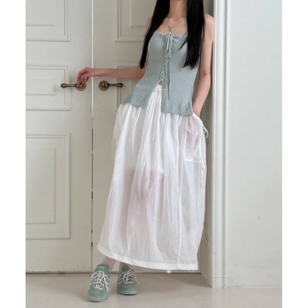 CITY BREEZE ナイロンツーポケットシャーリングスカート_ホワイト