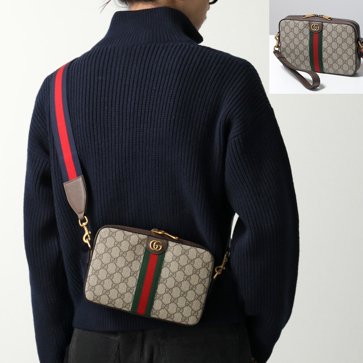 GUCCI グッチ ショルダーバッグ 699439 9C2ST メンズ レディース GGスプリーム キャンバス ロゴ ウェブ ストライプ クラッチバッグ 鞄 8920