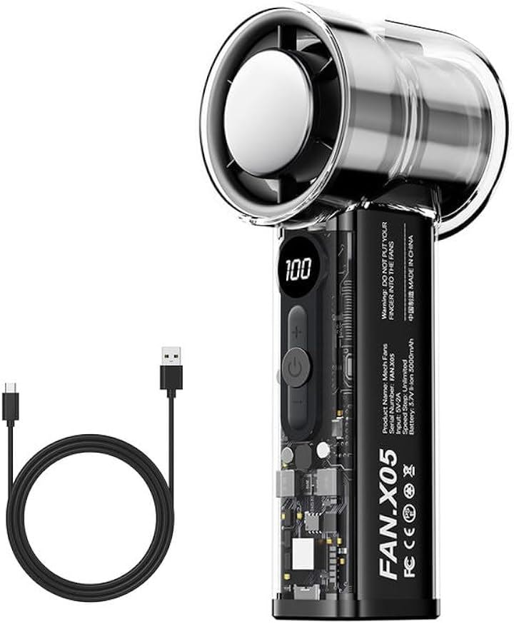 ハンディファン 手持ち扇風機 冷却プレート 充電式 瞬時冷感 超強力暴風 100段階風量調節 36-45dB静音設計 3000mAhバッテリー 小型 卓上 携帯扇風機 熱中症対策(黒)