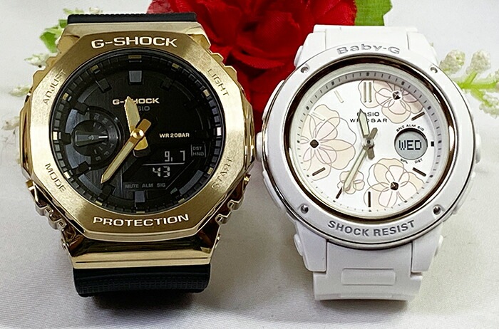 恋人たちのGショック ペアウオッチgショック 人気 婚約　夫婦 高級　クリスマス プレゼント おすすめ G-SHOCK BABY-G カシオ 2本セット GM-2100G-1A9JF BGA