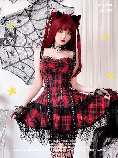 欧米ダークゴシックサブカルレー今週の割引は 25% オフですスギャル甘クールY 2 K赤黒ロリータワンピース着うた公演着