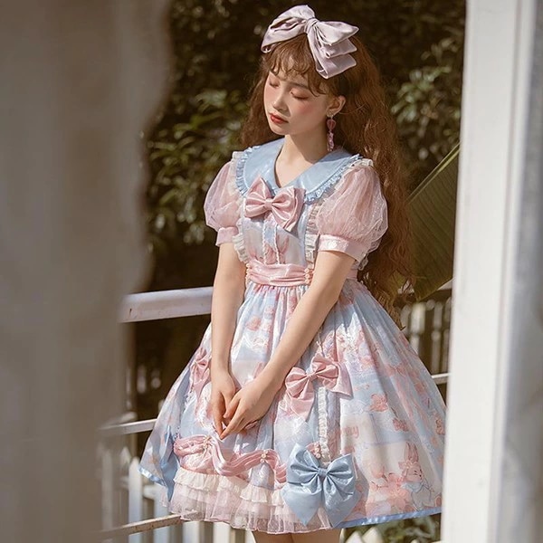 ロリータ サクラキャンディー ワンピース Lolita OP 長袖 通販 文化祭 学園祭 コスプレ衣装 ゴスロリ ゴシック メイド コスチューム アニメ オールシーズン ハロウィンコスチューム コスプ