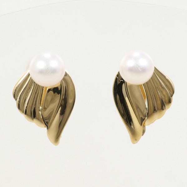 K18 18金 YG イエローゴールド ピアス パール (真珠) ジュエリー 中古