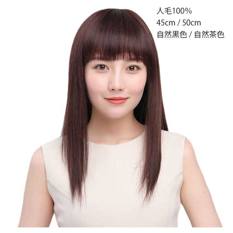 ウィッグ ロング 人毛100% フルウィッグ 自然 医療用 医療ウィッグ 女性用 かつら 45cm 50cm 自然黒色 自然茶色 ウィッグ 人毛 100 茶 自然 黒 フル ウィッグ 医療 医療用 医