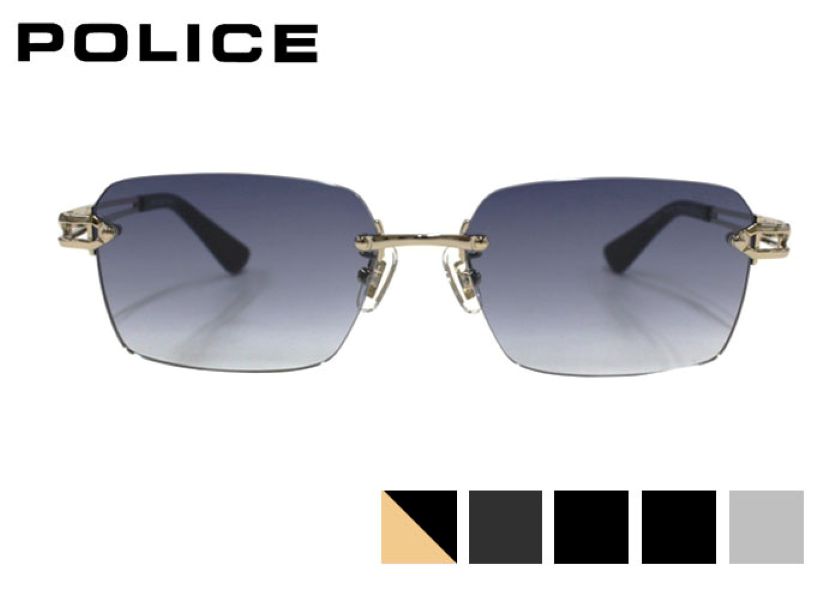 POLICE ポリス サングラス splt68j スクエア ツーポイント βチタン メンズ レディース 56サイズ