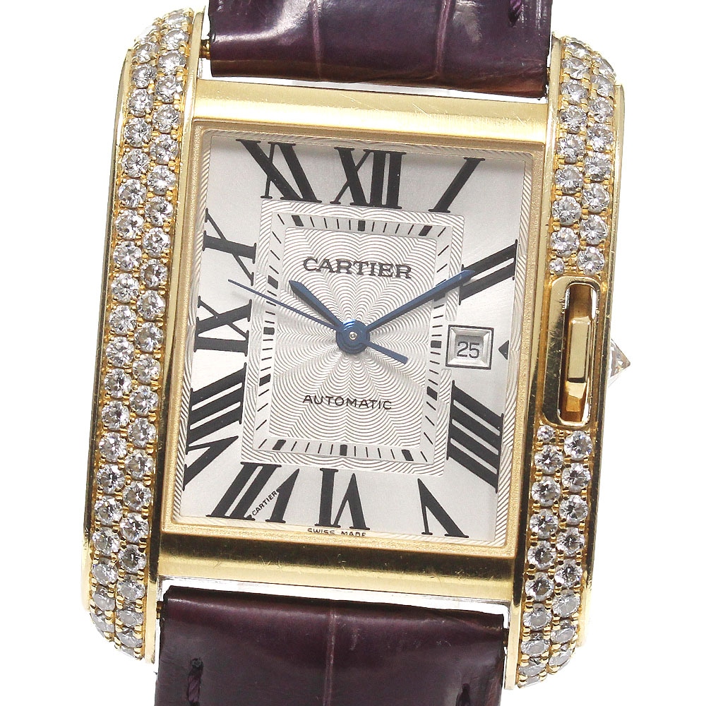 カルティエ CARTIER WT100017 タンクアングレーズ K18YG サイドダイヤ 自動巻き レディース _792409【中古】