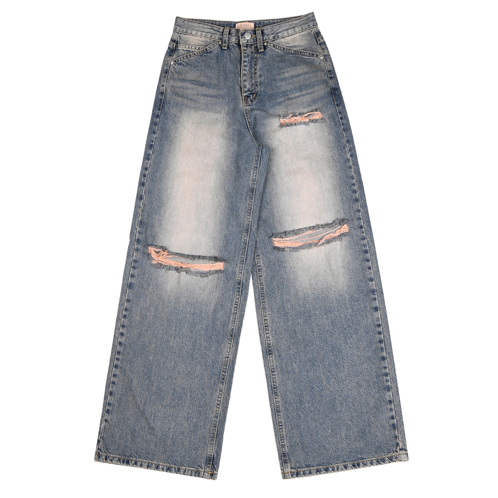 【aeae】 STITCH WASHED JEANS : PINK BRUSH
