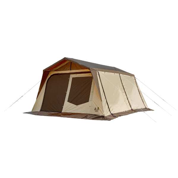 ロッジシェルター2 5-6人用テント ダークブラウン×サンドベージュ 設営時/幅460×高さ210×奥行350cm #3398
