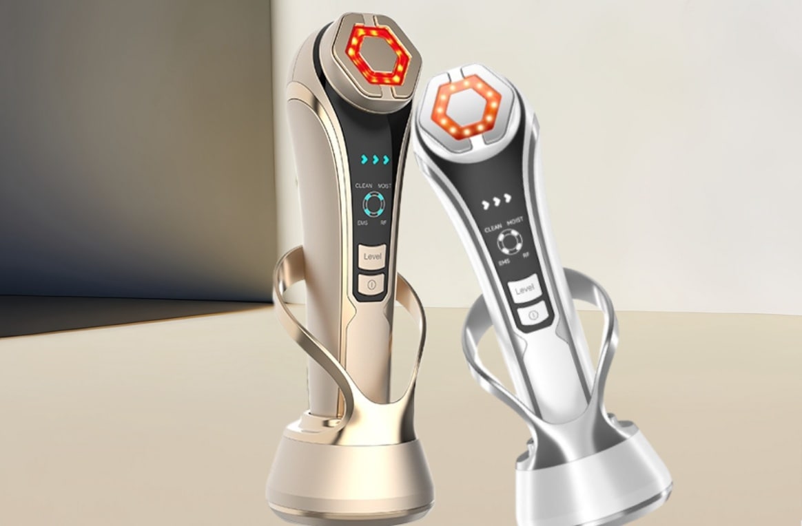 美容器 RF美顔器 イオン導出 イオン導入 EMS 微電流 LED搭載 1台6役 ６種類モード 3段階レベル 超音波振動 クレンジング 毛穴汚れとり 肌引き締め 目元ケア 口元ケア 肌ケア USB充電