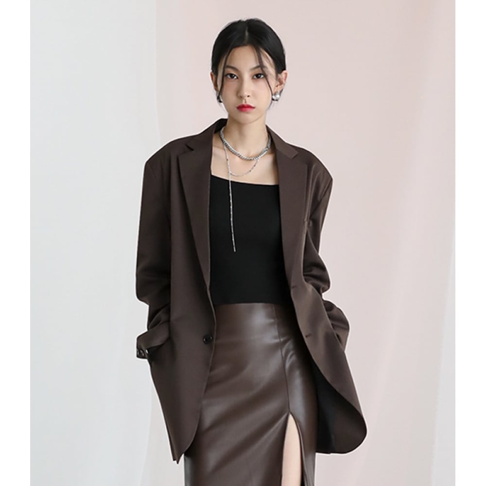 アヴァンドレスボーイフレンドシングルブレザーブラウン