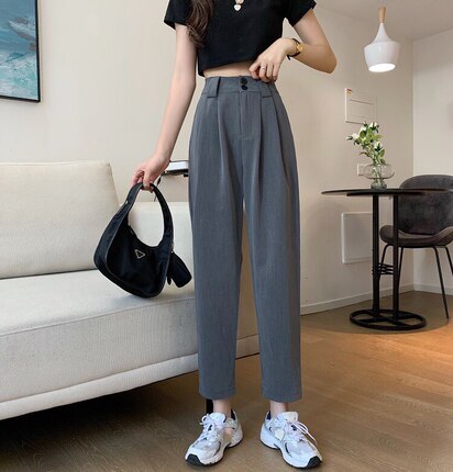 ボトムス パンツ レディース 韓国 着やせ 個性的 ハイウエスト シンプル カジュアル おしゃれ かっこいい 無地 ロングシーズン ママ 公園 旅行 美脚 脚長 着回し 大きい 3XL 4XL 5XL