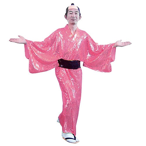 コスプレ 仮装 スパーク着流し ピンク 【 パーティーグッズ 大人用 衣装 時代劇 ハロウィン メンズ コスチューム 余興 和風 男性用 】