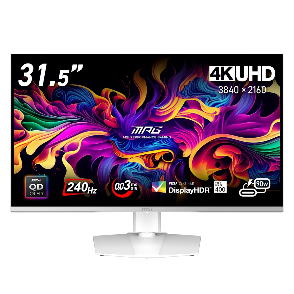 MSIエムエスアイ ゲーミング液晶ディスプレイ(31.5型/QD-OLED/4K 3840×2160/240Hz/0.03ms/HDR/HDMI2.1/DP1.4a/USB TYPE-C/VESA/