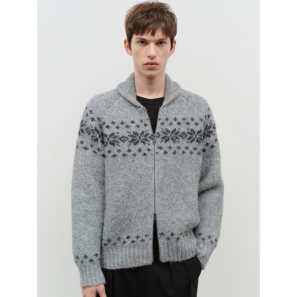 Dunst 男性用ユニセックスカウチンカーディガンメランジグレー M UDSW4D121G2