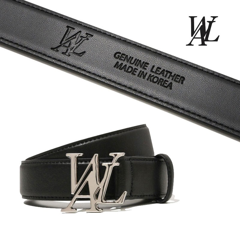 [WOOALONG] Signature Logo Leather Belt