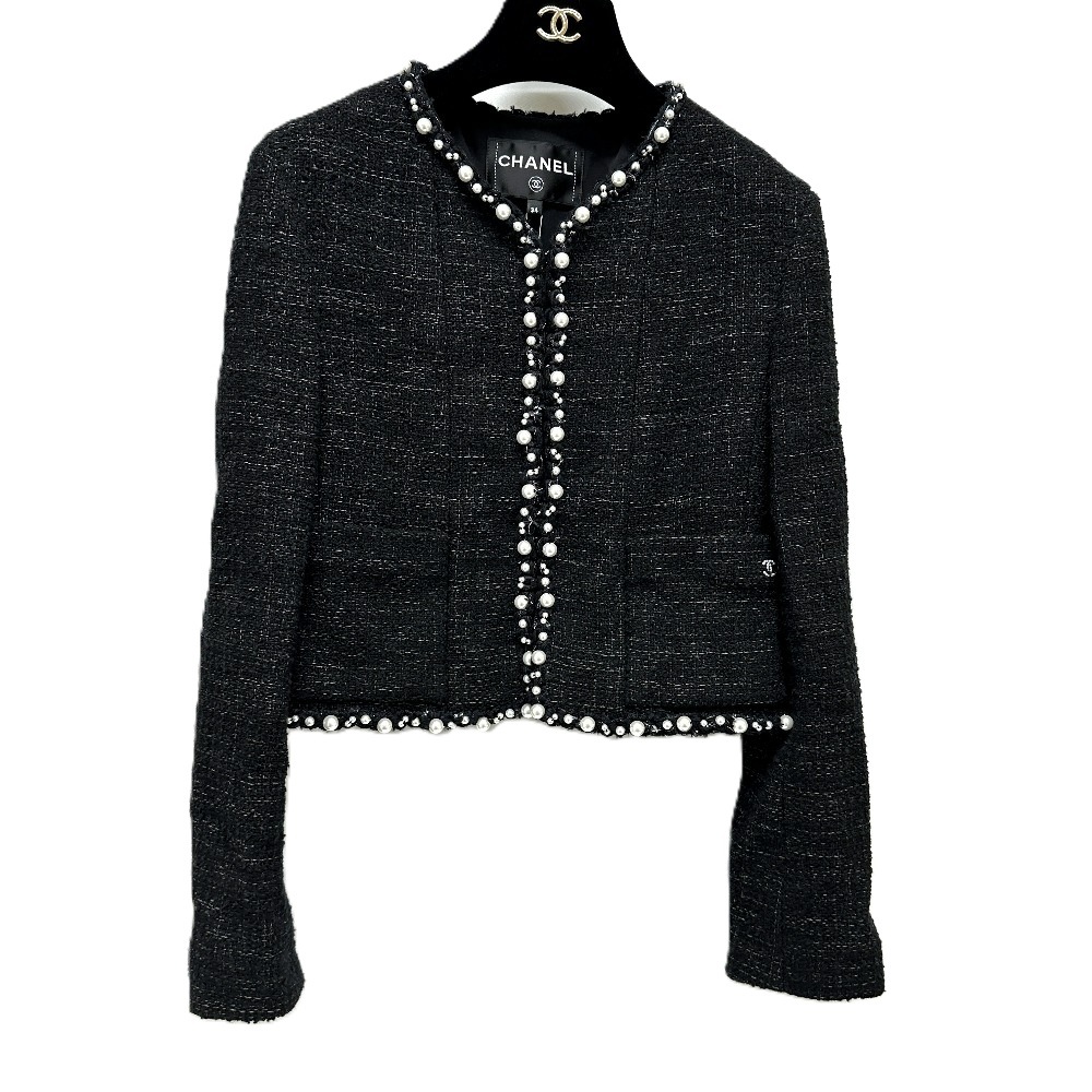 ジャケット P78982 ツイード & パール 2025年春夏 プレコレクション アパレル アウター 長袖 ツイード ブラック